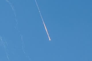Missiles launched from Iran towards Israel are seen from Tubas, in the Israeli-occupied West Bank